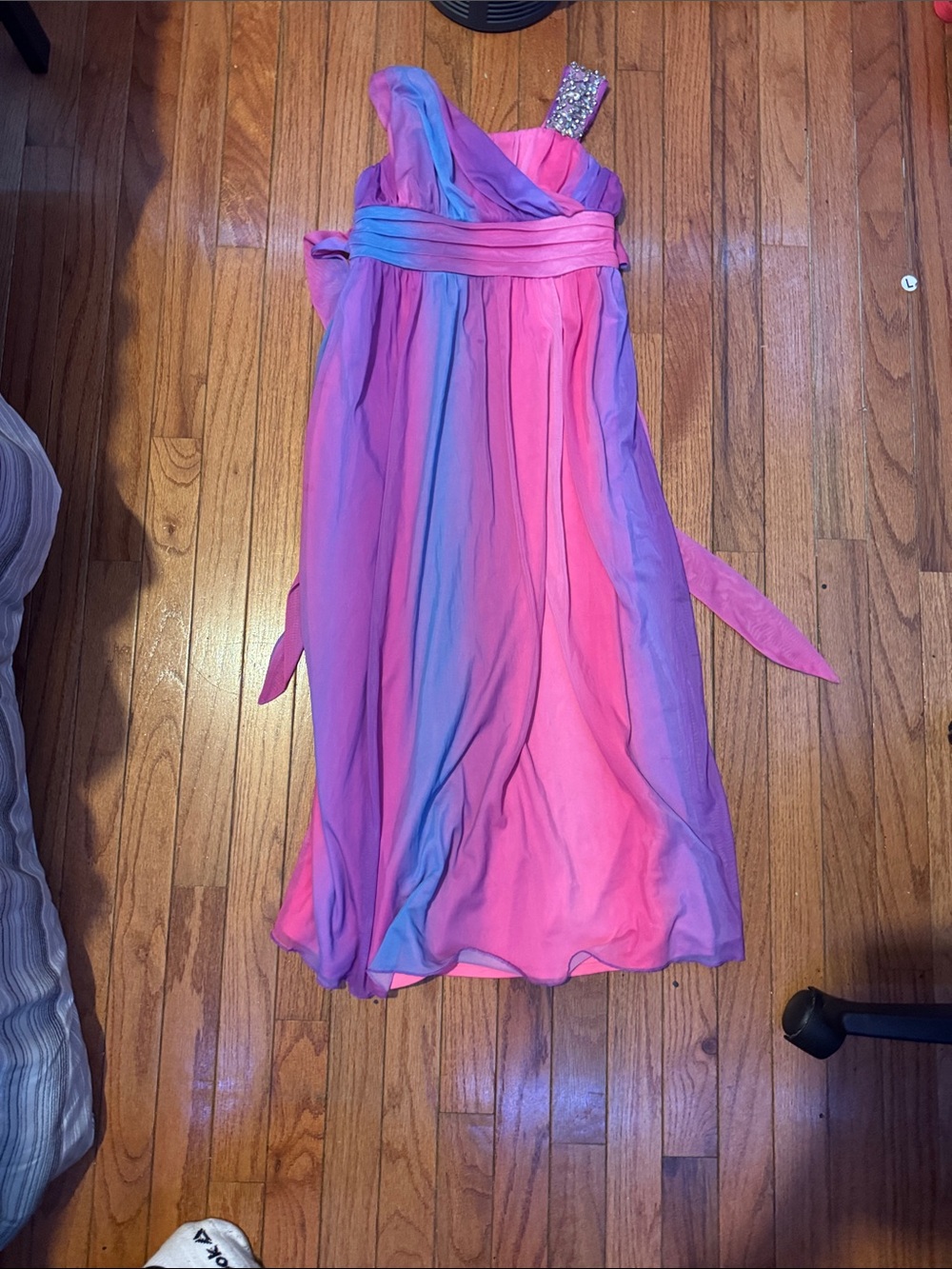 My Michelle Pink and Purple Ombre One-Shoulder Party Dress